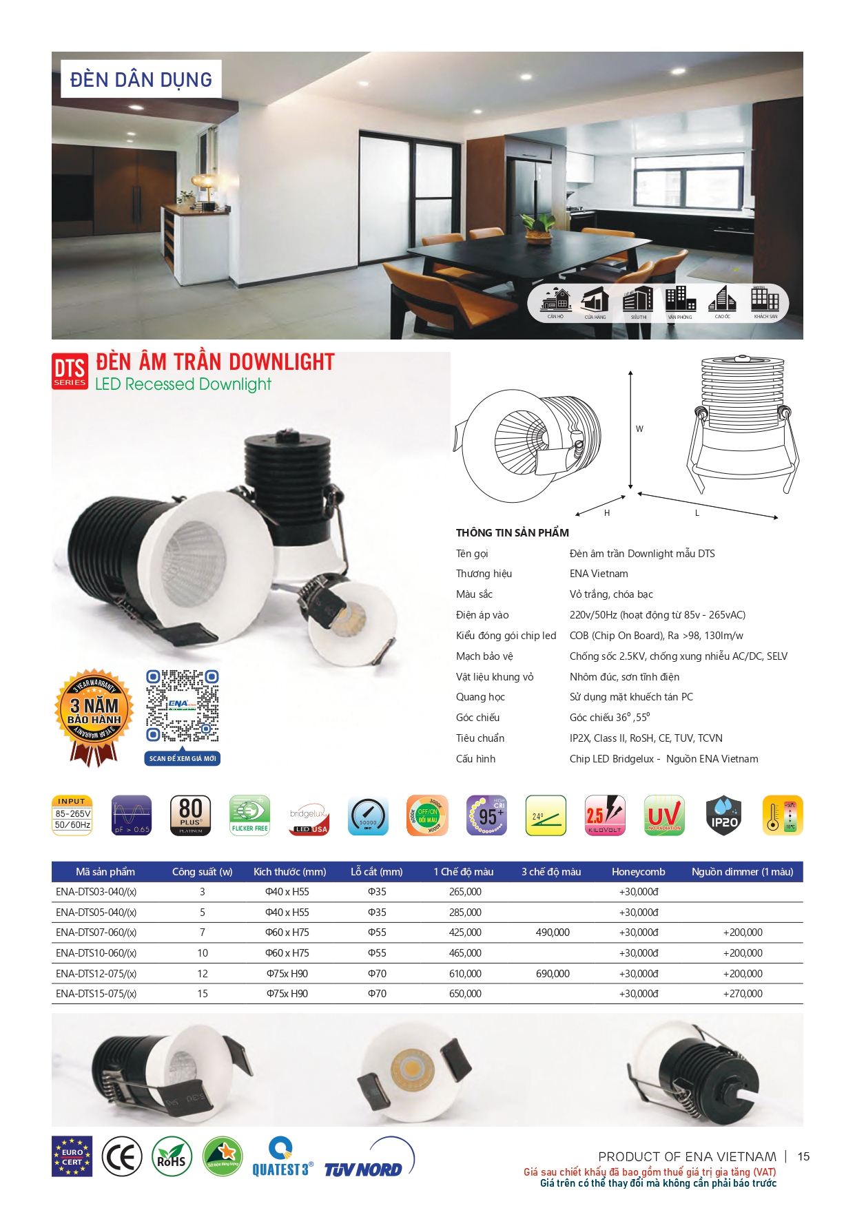 Bảng giá đèn led Ena 2026